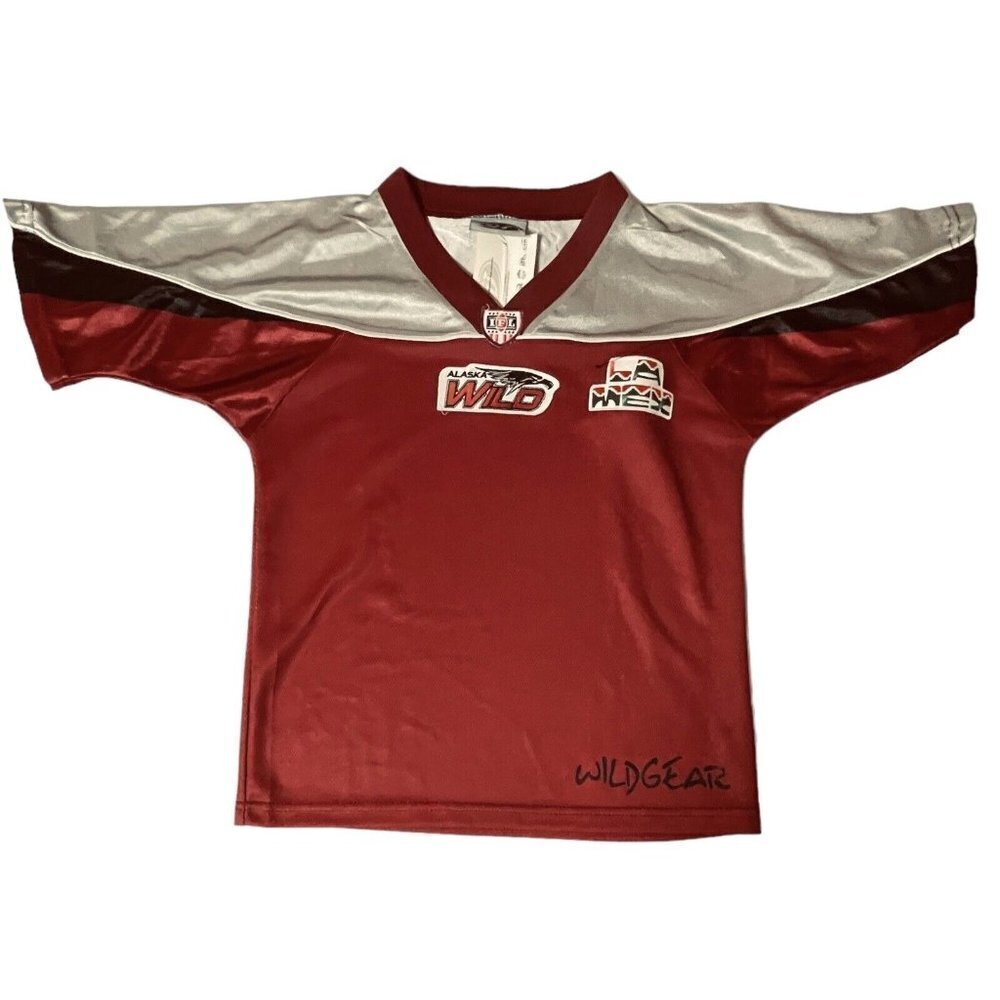 OT SPORTS Alaska Wild Indoor Football League Boys Jersey Youthโ Small Maroon NWT